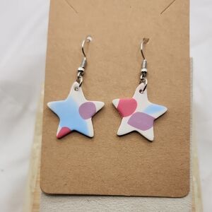 Star Shaped Multicolor Polymer Clay Earrings